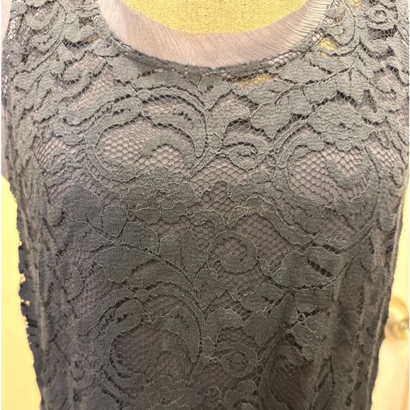 Simply Vera Dark Blue Lace Overlay Dress - Picture 3 of 5